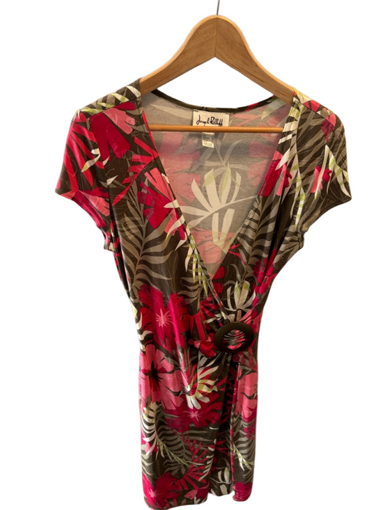 Joseph Ribkoff Dresses & Skirts - Joseph Ribkoff Floral Faux Wrap Sheath Dress 4 Tropical V-Neck Vacation Resort